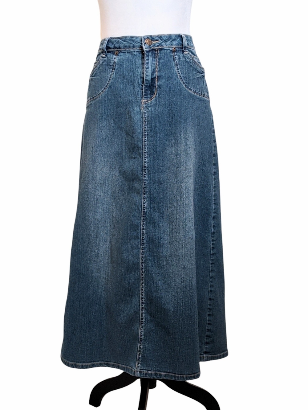 CATO GIRL Denim Maxi Jean Skirt Back Slit Size 16